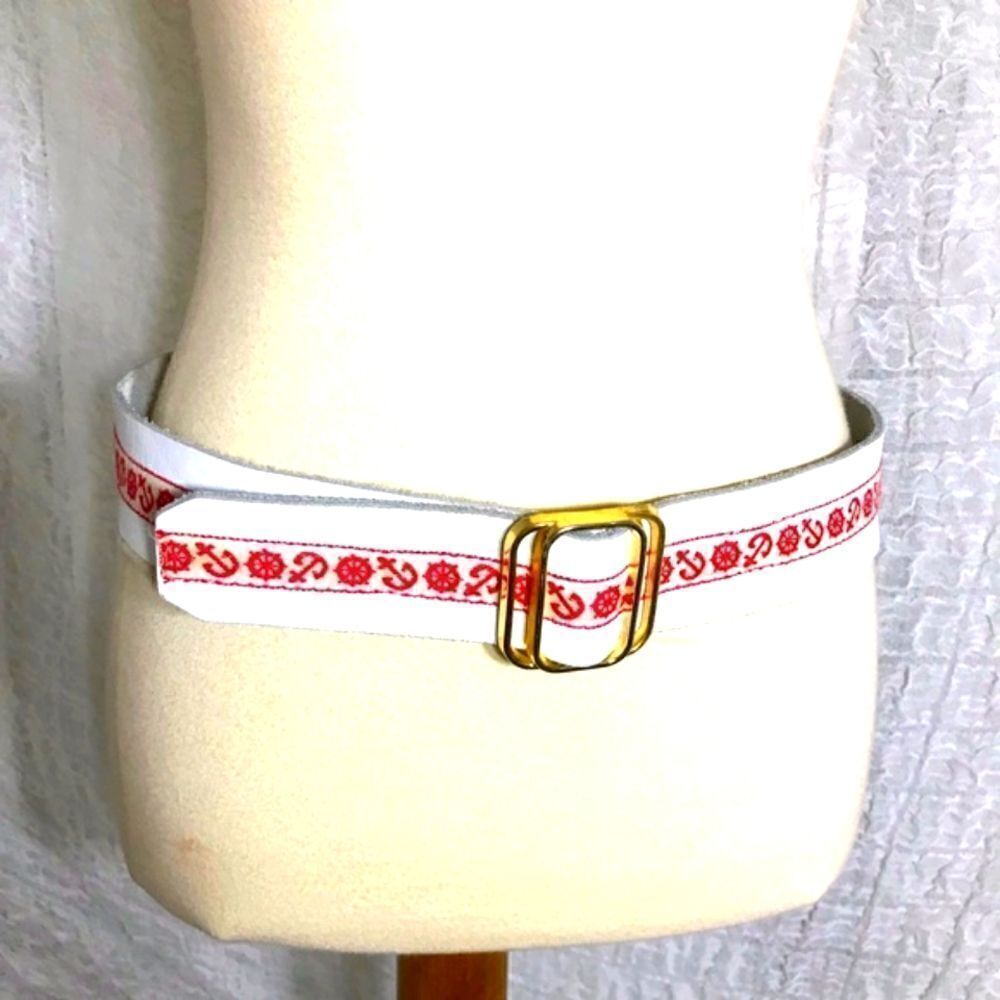 White & Red Naval Themed Belt Size S-M